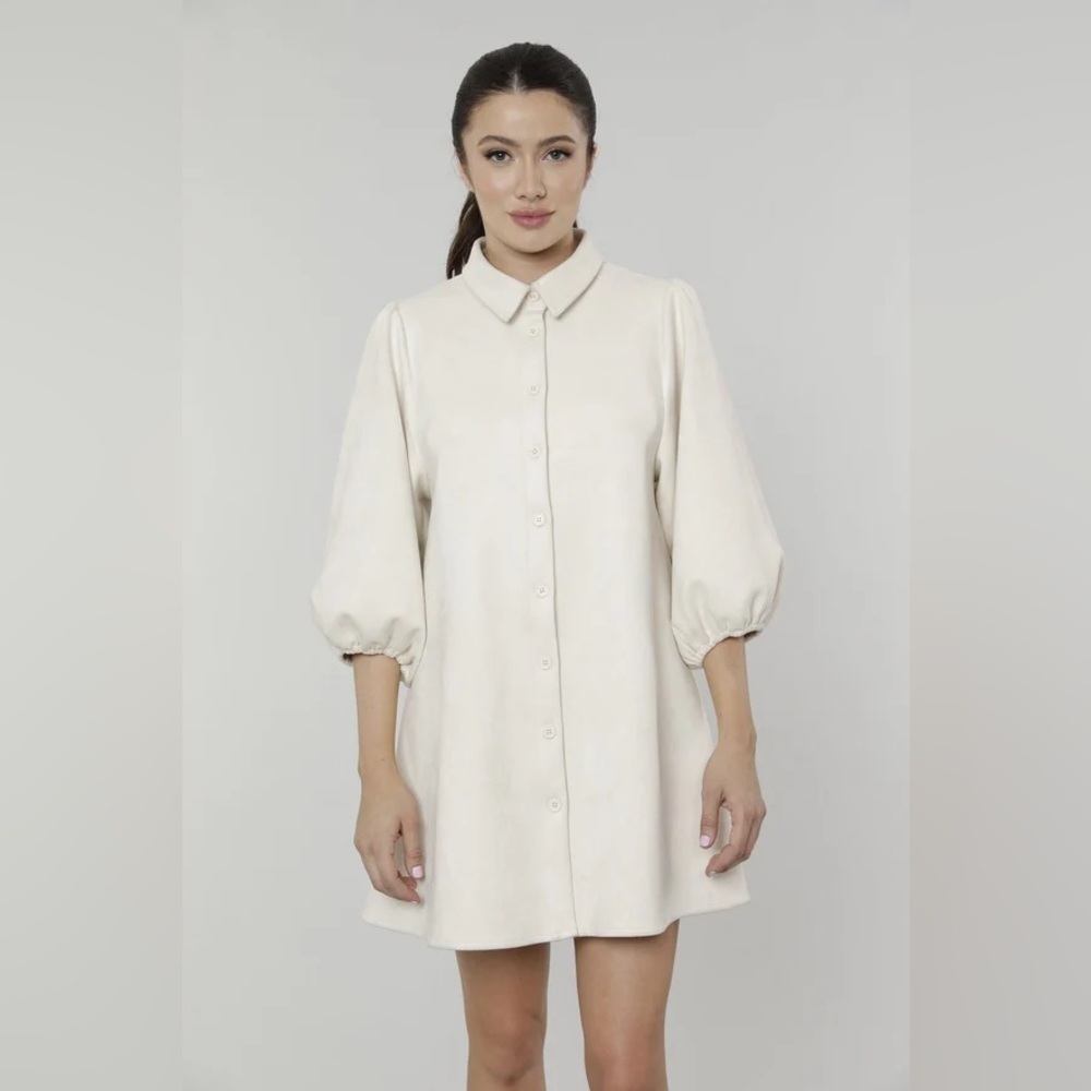 DOLCE CABO SOFT FAUX SUEDE DRESS - CREME/White size XS(b2